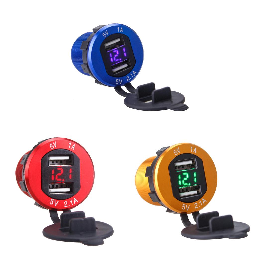 Versatile 12v/24v Car Cigarette Lighter Socket Plug Dual Usb Charger Adapter Featuring Led Voltmeter