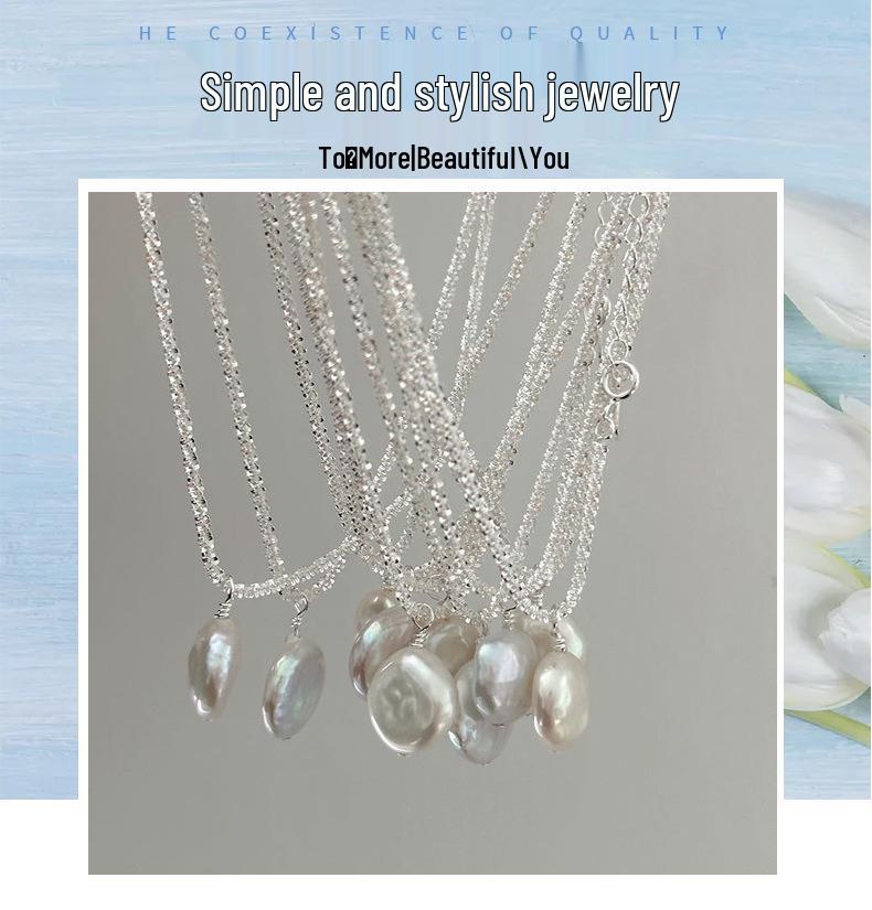 Monica-Style S925 Sterling Silver Baroque Pearl Star Necklace for Women