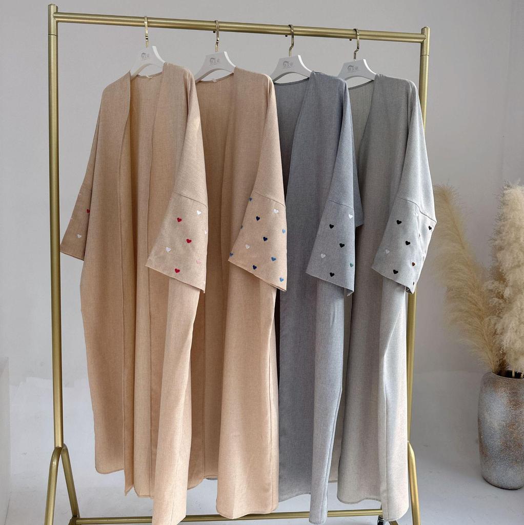 2024 TikTok Fashion Elegant Embroidered Cardigan Robe - Dubai Turkey Collection