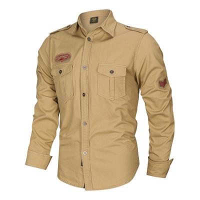 Chemise à manches longues en coton de style militaire européen et américain pour hommes pour le printemps et l'automne