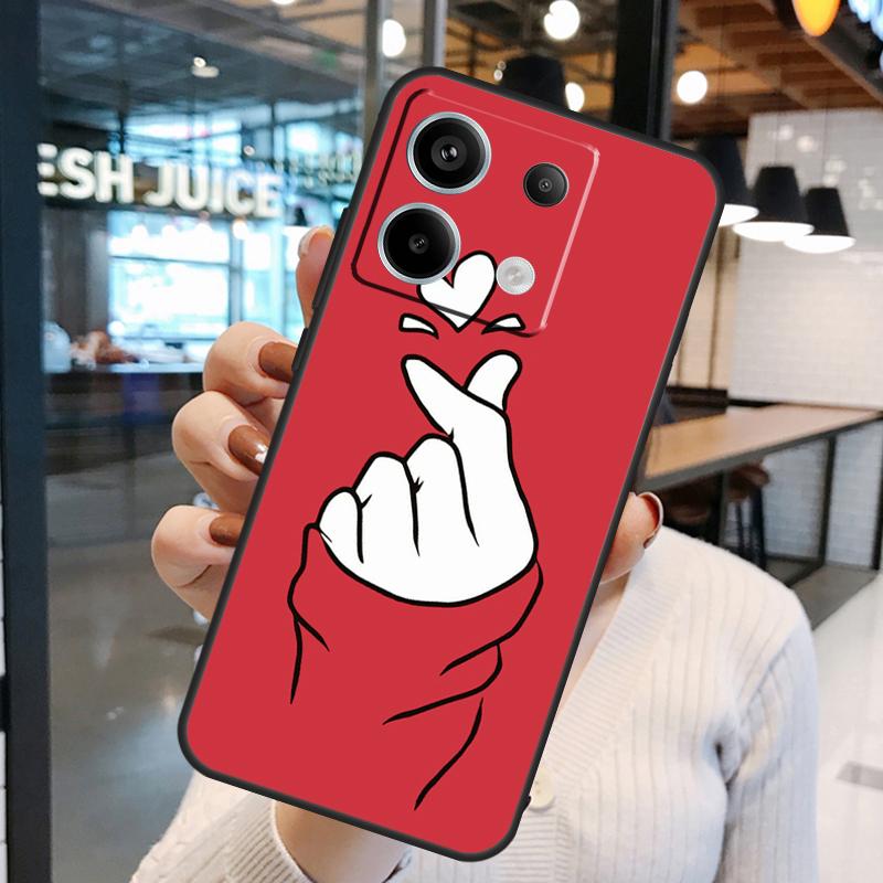 Kpop Finger Heart Case For Xiaomi Redmi Note 11 9 10 12 13 14 15 Pro Plus Redmi 15 15C 10C 12C 13C 14C Cover
