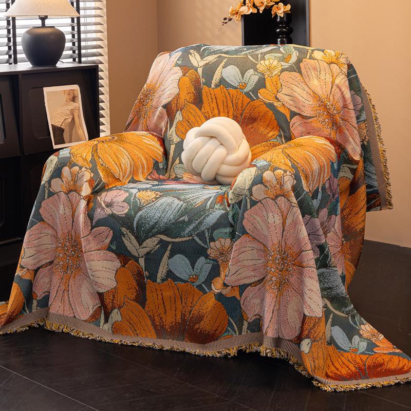 Retro American single sofa cover cloth all inclusive sofa towel high-end all season universal warm decoration sofa cushion cover 180x130cm
