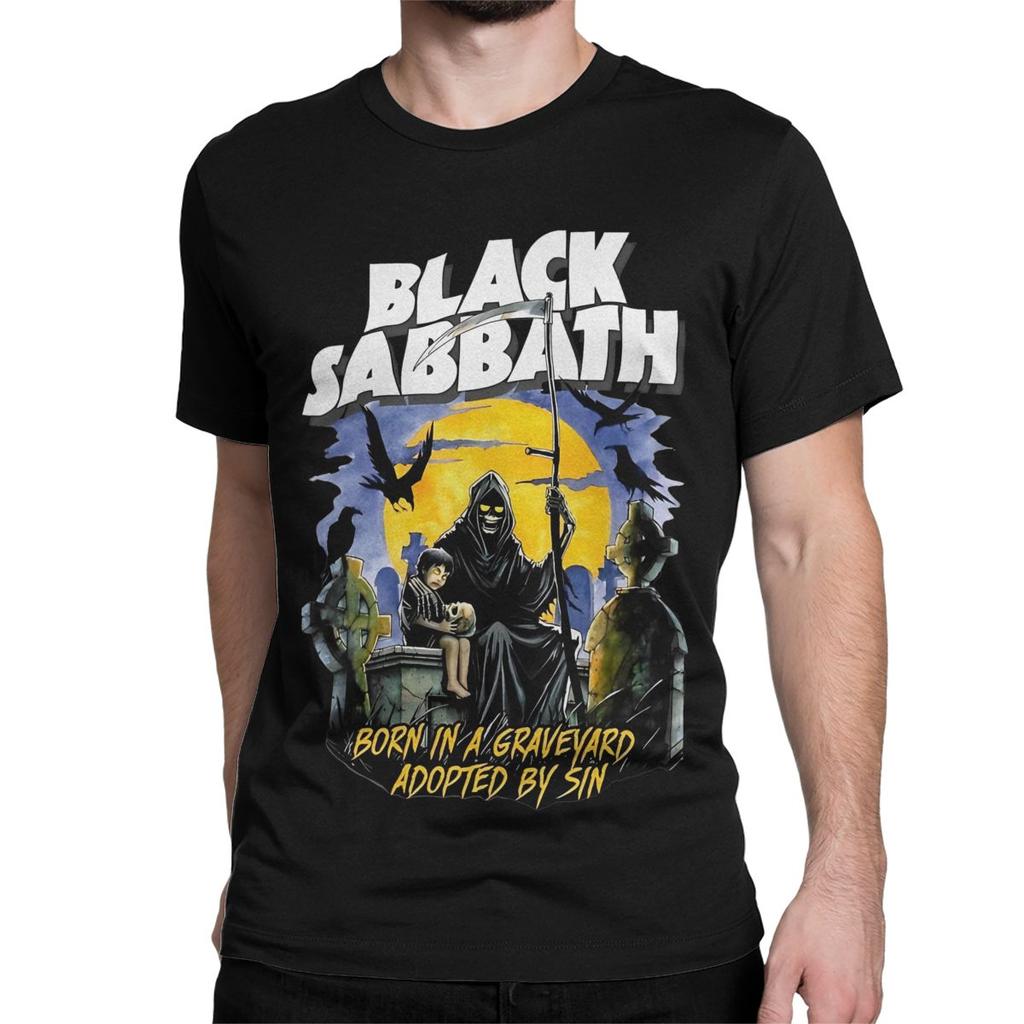 Svart Heavy Metal Sabbaths T-shirt Herr Dam Ren Bomull Nyhet T-shirts Rund Hals Rock T-shirt Kortärmad Kläder 4XL 5XL