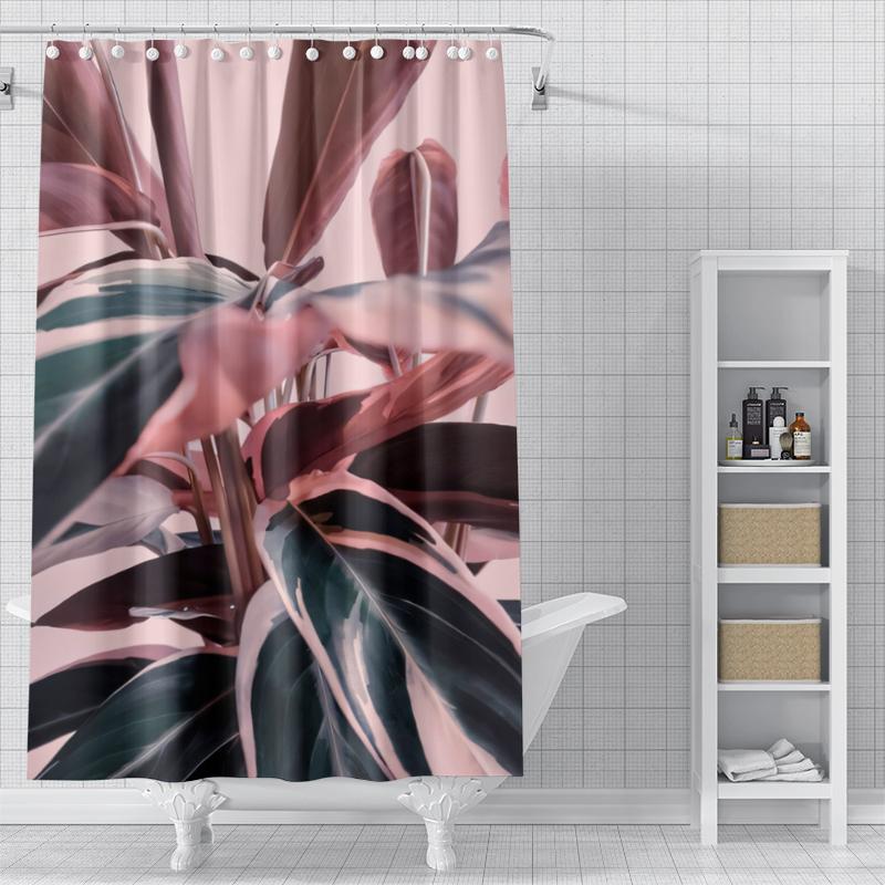 Home Shower Curtains for Bathroom Waterproof Fabric Modern Nordic Style Bathroom Curtains Shower Curtain Morandi Andscape Plant