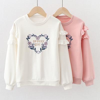 Camicetta bianca con ricamo floreale per neonata, abbigliamento per bambini, camicia a maniche lunghe, abbigliamento primaverile per bambini, felpe per adolescenti