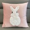Soft Rabbit Pillow Cover Sofa Cushion Velvet Embroidered Pillow Girl Heart Pink Cartoon Pillow Cover Cute Premium