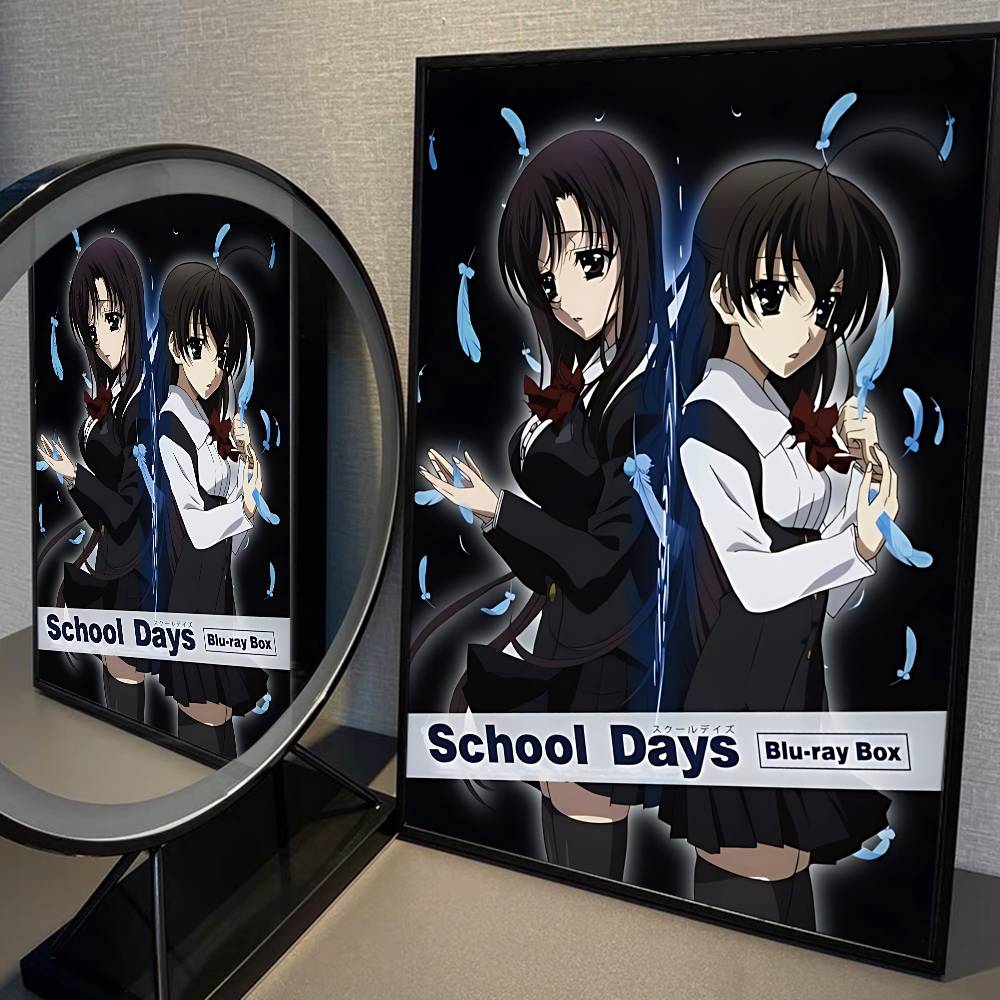 Anime S-School Days Katsura Kotonoha Vintage Posters Sticky Retro Kraft Paper Sticker DIY Room Bar Cafe Kawaii Room Decor