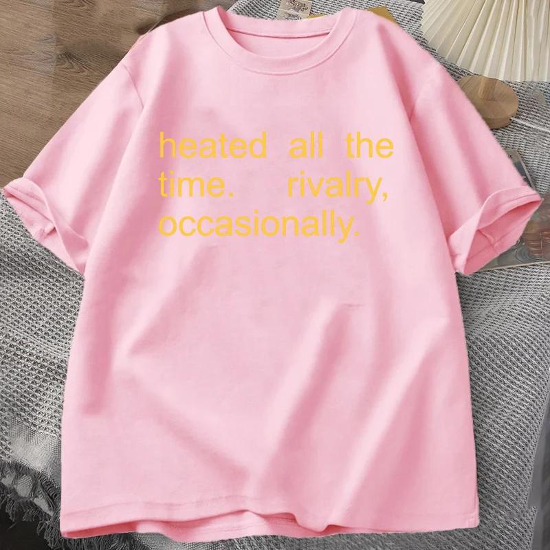 Heated All The Time Letter Print TShirt Summer Fashion Casual Loose Tops Women Unisex Streetwear Y2K ONeck Short Sleeve Tshirts