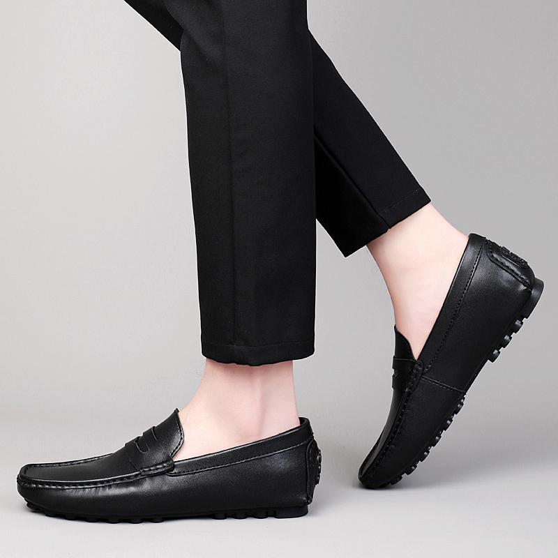 Modne Męskie Buty Codzienne Płaskie Skórzane Mokasyny Wsuwane Męskie Płaskie Buty Męskie Buty Do Jazdy Trampki Wysokiej Jakości Buty Żeglarskie