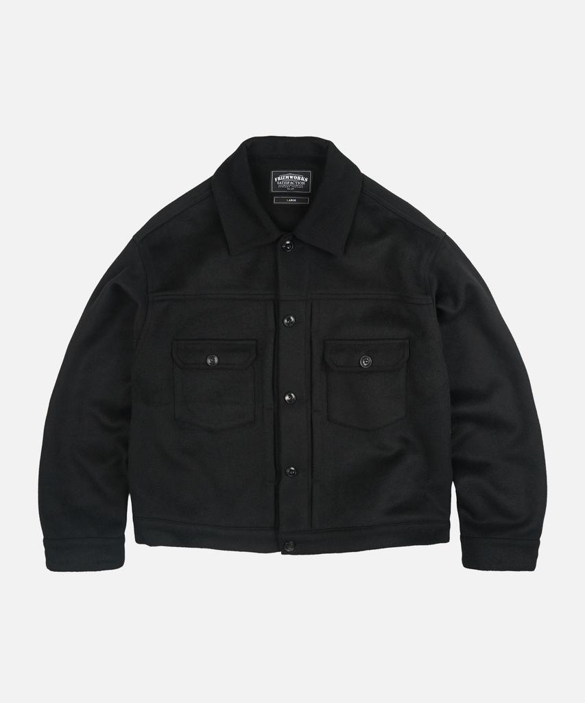FRIZMWORKS Solid Wool Trucker Jacket _ Black
