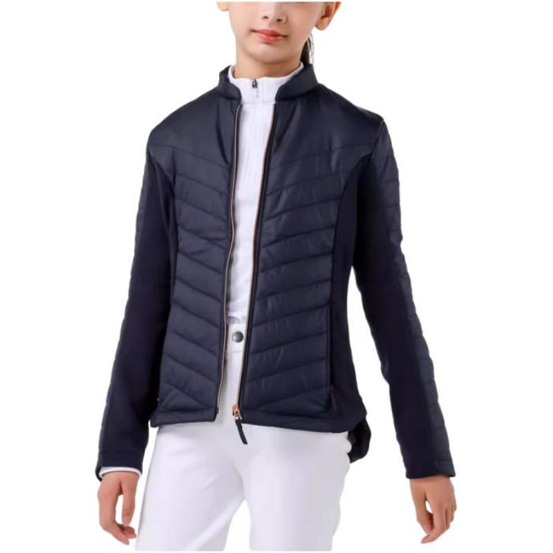 DECATHLON 500 Series Solid Colour Stand Collar Zipper Warm Long Sleeve Cotton Jacket Dark Blue Children's Model