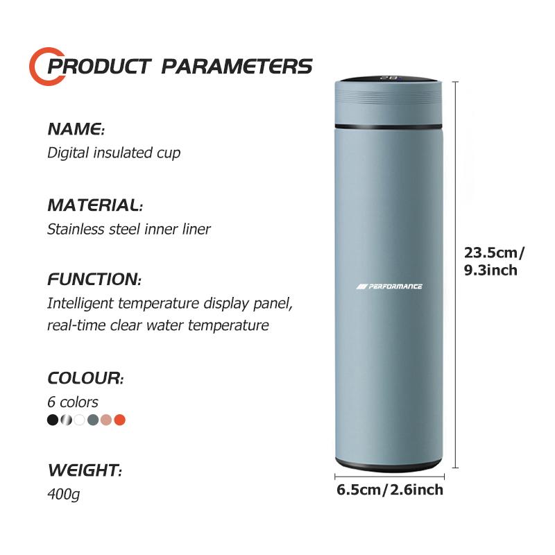Car Smart Thermos Bottle With Temperature Display Coffee Cup For BMW Performance X1 X3 X5 E39 E46 E90 F20 E60 F30 M3 M5