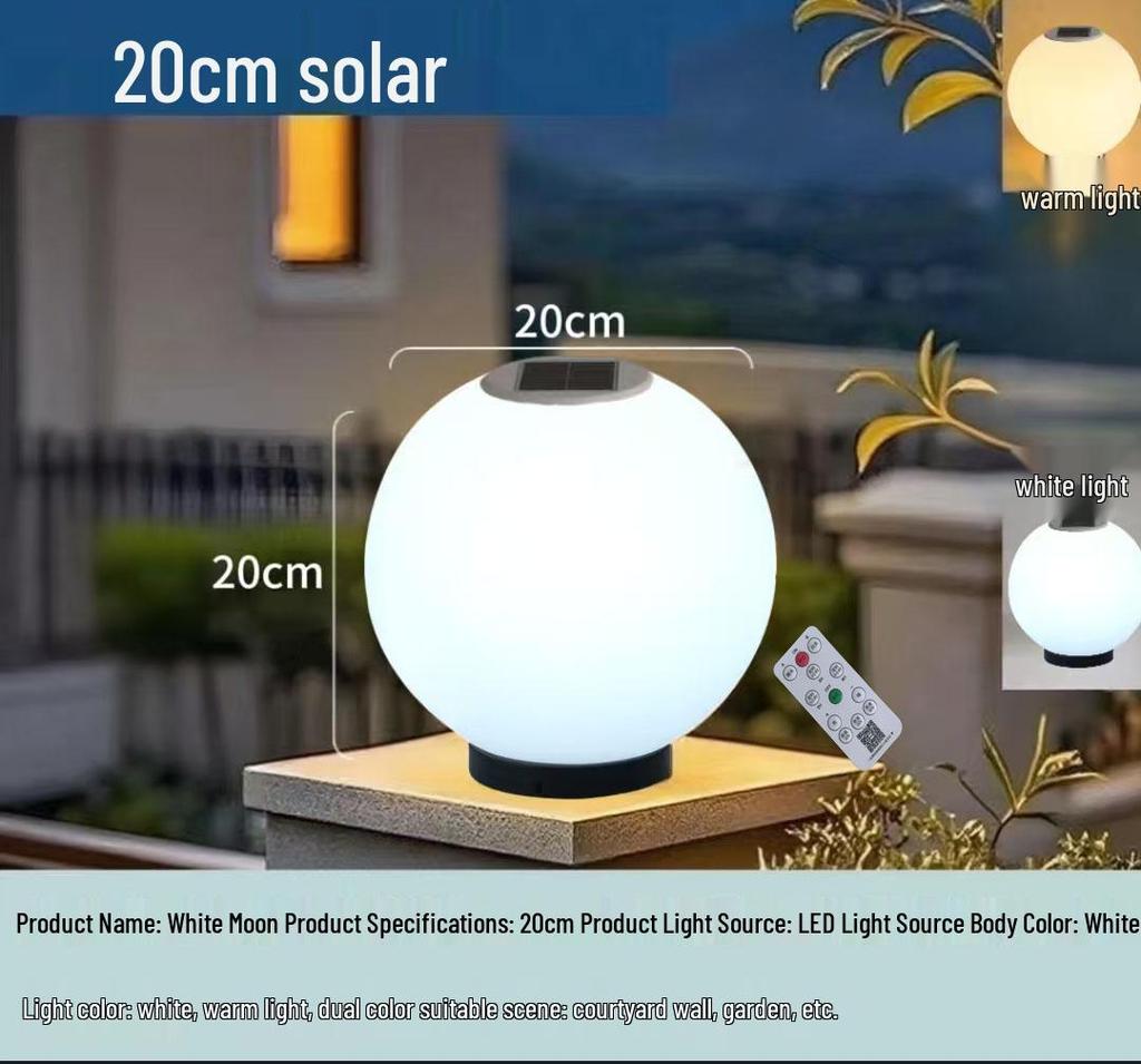 Waterproof Outdoor Solar Post Lights - White Round Moon Ball for Garden, Courtyard, Gate, and Fence Pillars