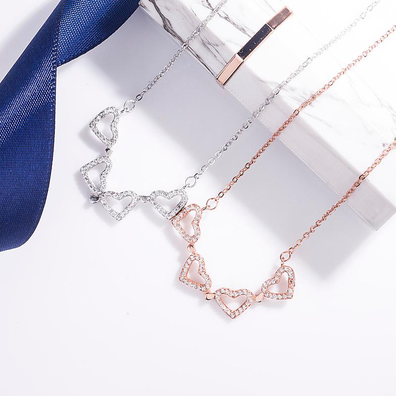 A Woman Wearing Four-leaf Clover Necklace, Lucky Four-leaf Clover Pendant, Collarbone Chain, Sweater Chain, Neck Chain