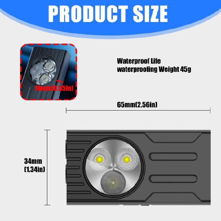Shockproof LED Torch Flashlights 3 Light Mode Magnetic Base Back Clip USB C Rechargeable For Outdoor Enthusiasts