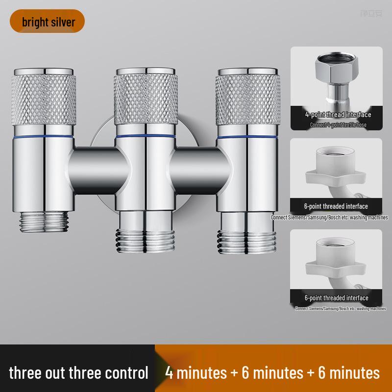 All-Copper Three-Way Diverter Valve with Triple Control Angle Faucet