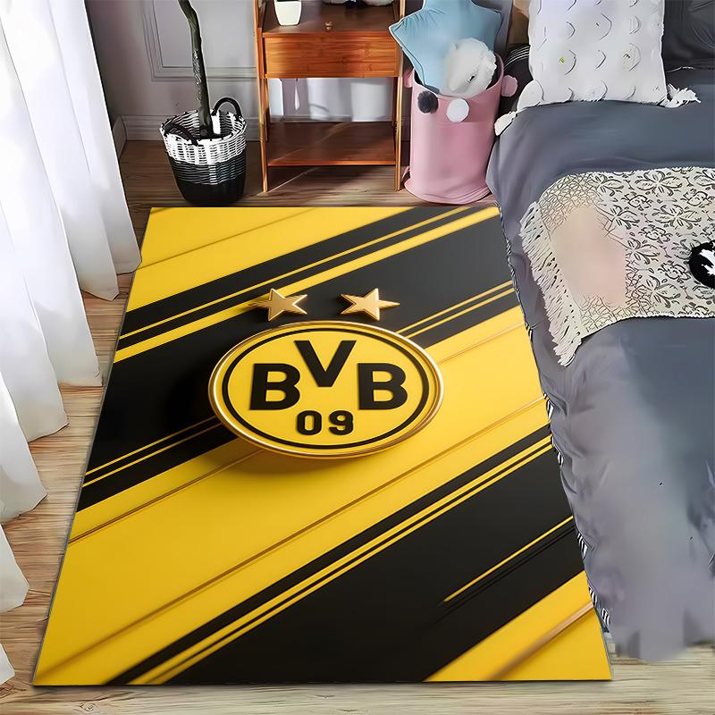 "Yellow and Black BVB 09 Themed Carpet with Star Design Pattern" Suitable for Use As an Anti-slip for Living Room Bedroom Sofas