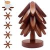 Table Mat Coaster Wood Placemats Tree Design Stand Bamboo Wooden Trivets Decorative Anti Scald Heat Resistant Wooden Mats