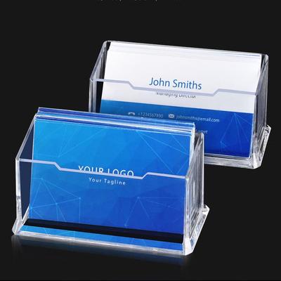 Clear Multi-Layer Plastic Business Card Holder - Desktop Display Box