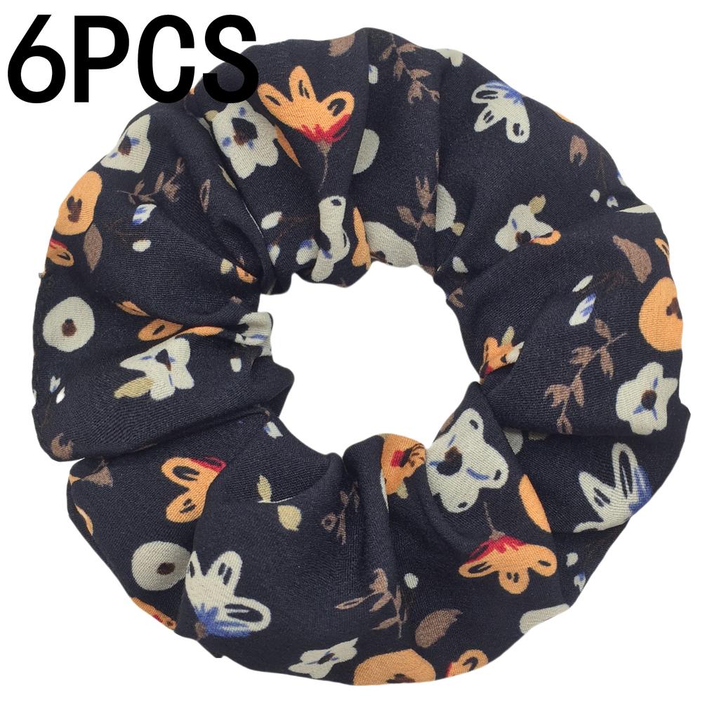6pcs/lot Hair Scrunchies Bands Scrunchy Ties Ropes Ponytail Holder for Women Accessories Fabric Headwear Ditsy Floral Sweet Cute