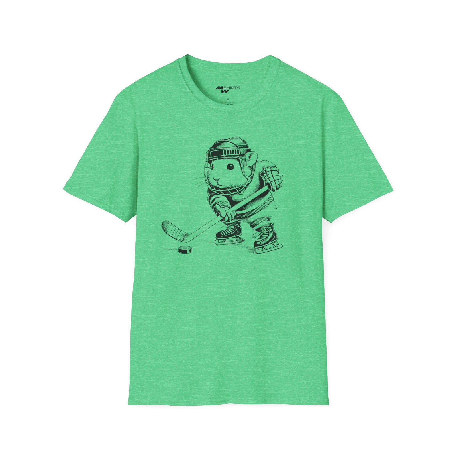 Engraved Ice Hockey Guinea Pig T-Shirt/ Unisex Softstyle T-Shirt XL