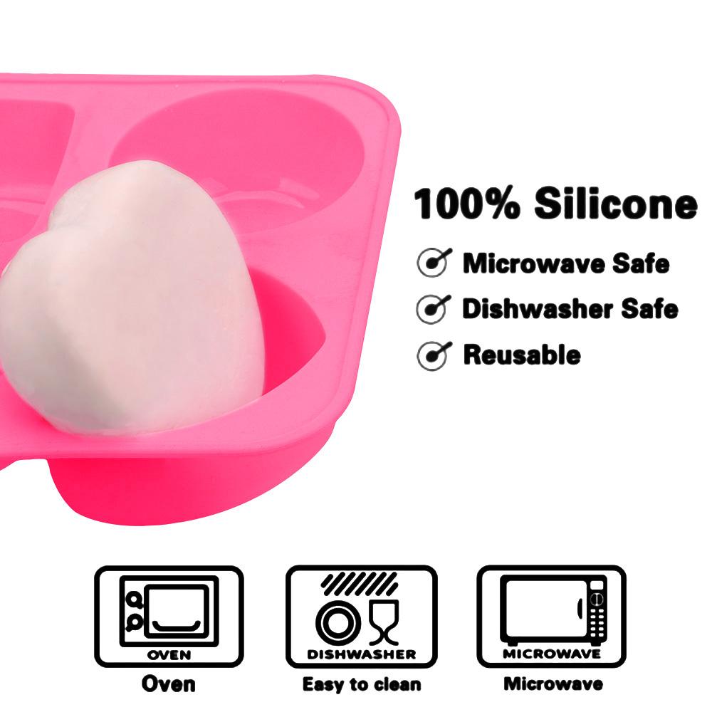 Soap Making 4 Cavity Silicone Soap Molds Portable Unique Soap Making Tools Round Oval Heart Square Shape Handmade Soap Mold