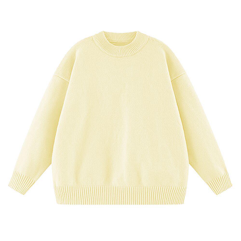 680g Heavyweight Knit Sweater with Faux Rabbit Fur Style, Round Neck, Unisex, Autumn/Winter, Customizable Inner and Outer Layers