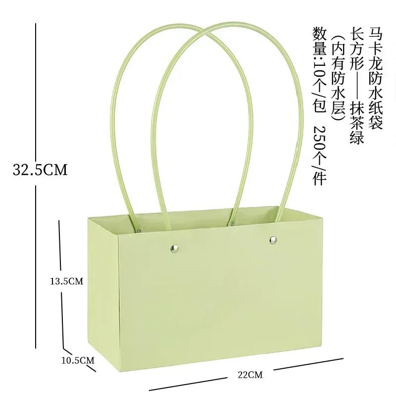 10pcs Christmas Gift Flower Kraft Paper Handbag Flower Arrangement Portable Box Rectangular Trapezoidal Flower Handheld Gift Box