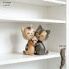 Wooden Kitten Couple Sculpture 2D Flat Art Piece Wood Grain Elegant Desktop Entrance Decor Romantic Gift for Wedding Anniversary