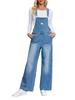 Salopette en jean pour femme avec bretelles réglables, jambe large, combinaison avec poches