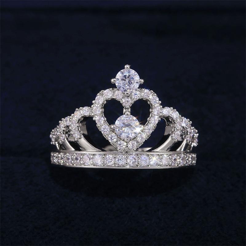 Huitan  Fancy Crown Women Ring Best Anniversary Girl Gift Elegant Female Dance Party Trendy Jewelry Rings