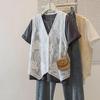 Echte Foto Grote Maten Dames Koreaanse Kant Trendy Slim Fit Vest Set