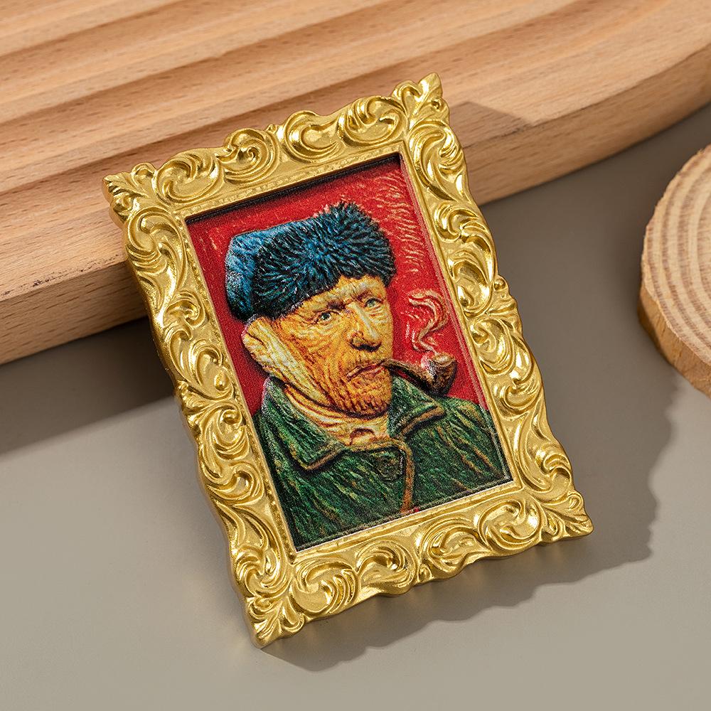 3D World Famous Painting Resin Fridge Magnet - Creative Retro Character Design