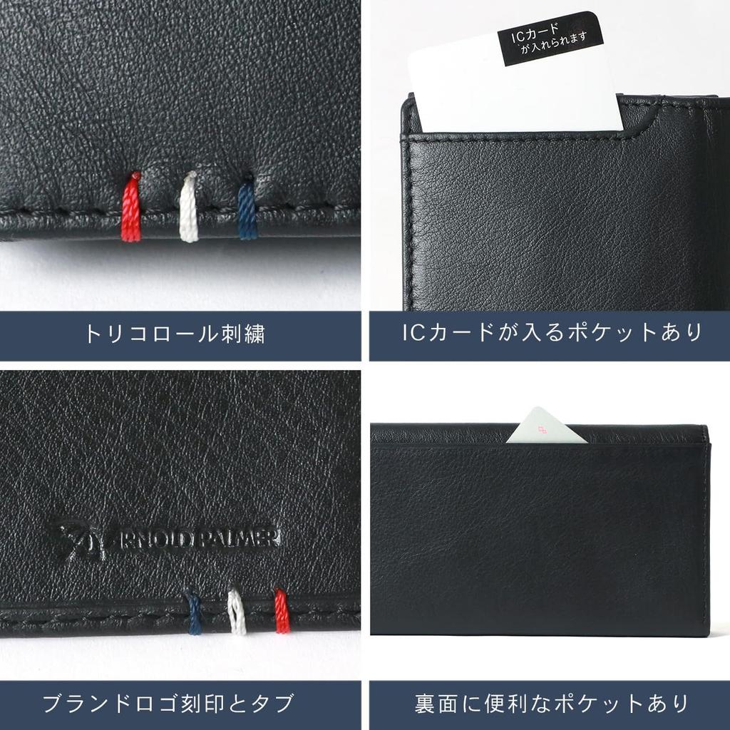 Arnold Palmer Genuine Leather Long Wallet with Exterior and Wallet Simple Design for Business and Casual Navy Blue Men's Pocket, Flap, Design, Wear,