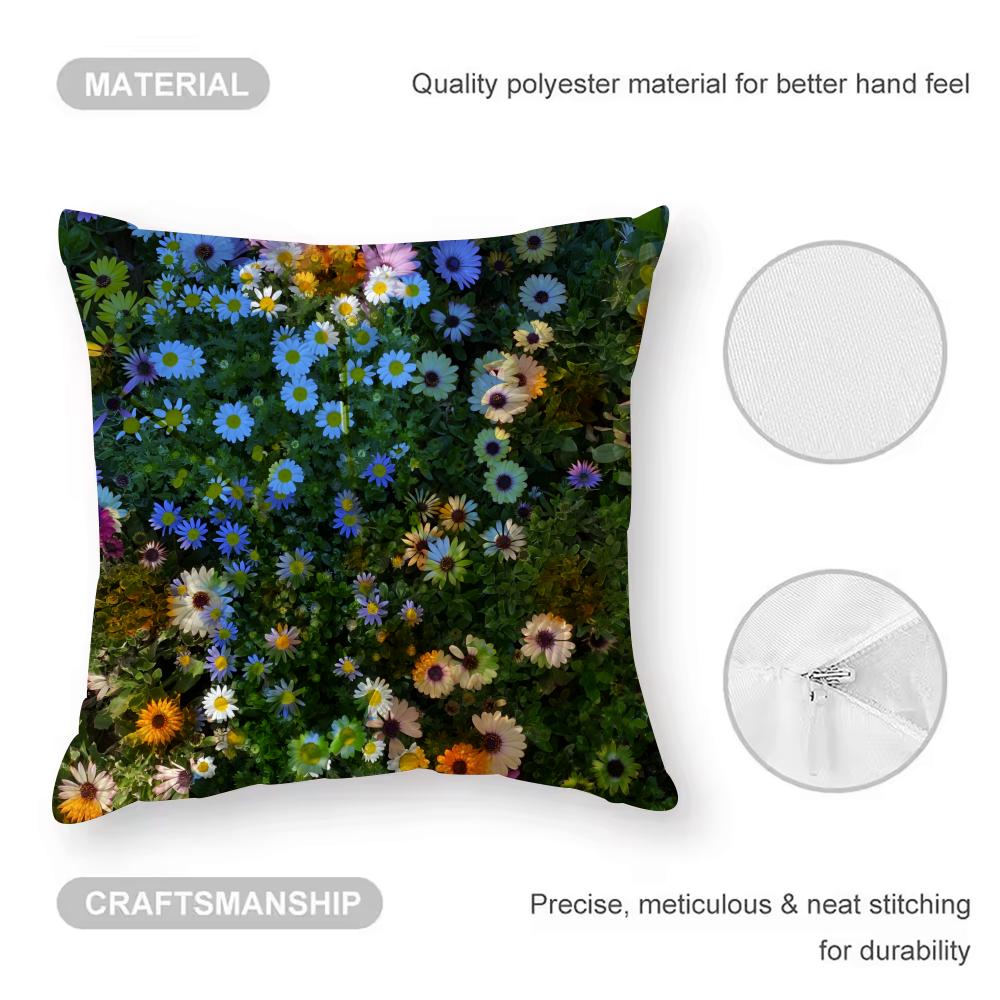 Daisy Cushion Cover Anti-dustmite Pillowcase Invisible zipper silky short plush Sofa cushion cover