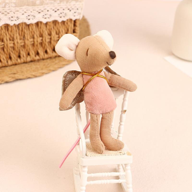 Kawaii Fabric Mouse Doll Thumb Doll Toy Cute Angel Wings Mouse Dolls Toys Soft Plush Toy Home Decoration For Kid Gifts