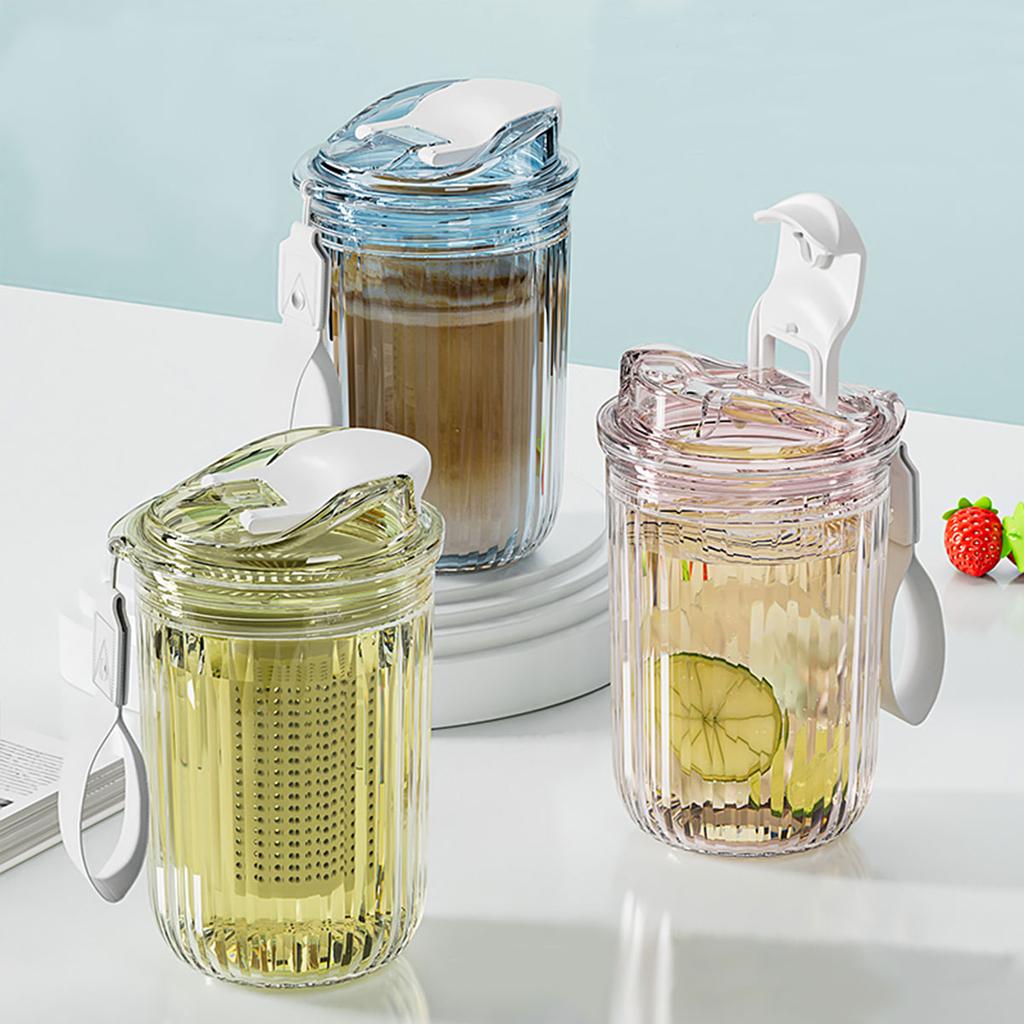 Portable Transparent Plastic Water Bottle With Tea Strainer&Rope Travel Sport Drinking Cup Heat-Resistant Drinkware