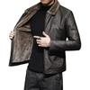 Winter Faux Fur Collar Windproof Warm Coat Men's Luxury Clothing Vintage Brown Leather Jacket Men's Brand Leather Jackets Men