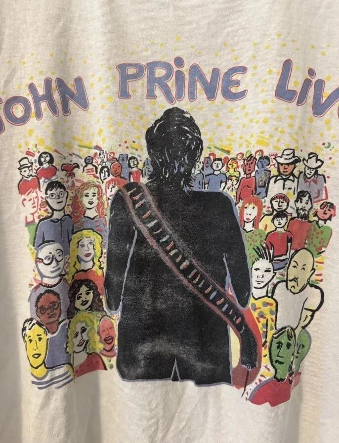 John Prine Shirt, 1989 John Prine Live White Unisex T-shirt Size S-4XL Unisex T-Shirt S