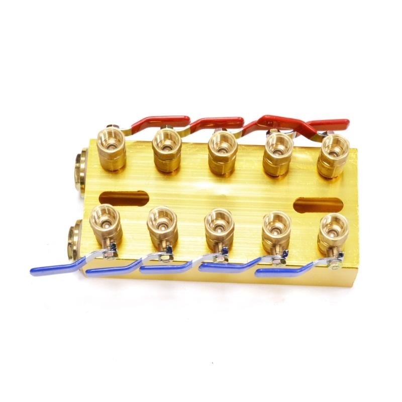 Multiports Water Manifold Aluminum Water Flows Controller 4/5/6/8In 4/5/6/8Out Handle For Injection Molding Equipment
