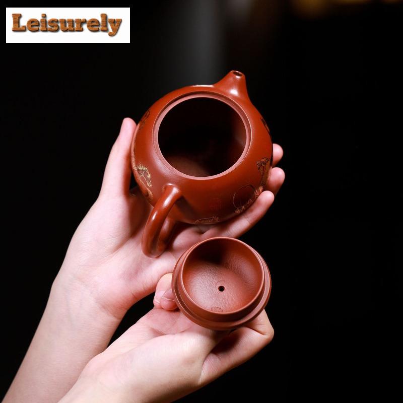 250ml Elegant Yixing Purple Clay Teapots Handmade Xishi Pot Raw Ore Dahongpao Mud Kettle With Strainer Chinese Zisha Tea Set Tea