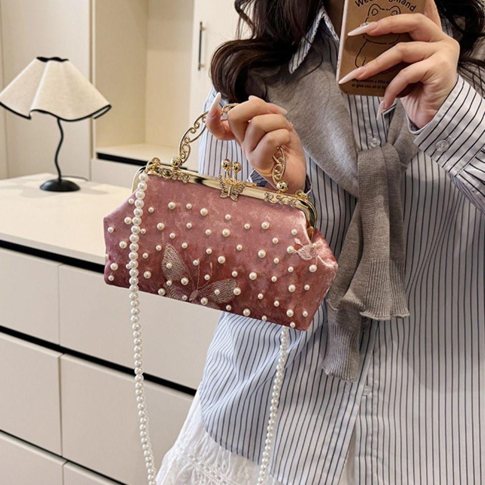 Cheongsam Accessories Chinese Style Handbag Pearl Hanfu Clutch Bag Casual Ladies Shell Bag  Women
