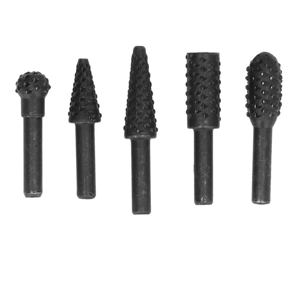 5 יחידות ראשים לליטוש רוטרי HSS לעיבוד עץ, חריטה, קידוח, כלי חיתוך DIY עם ידית 1/4 אינץ'