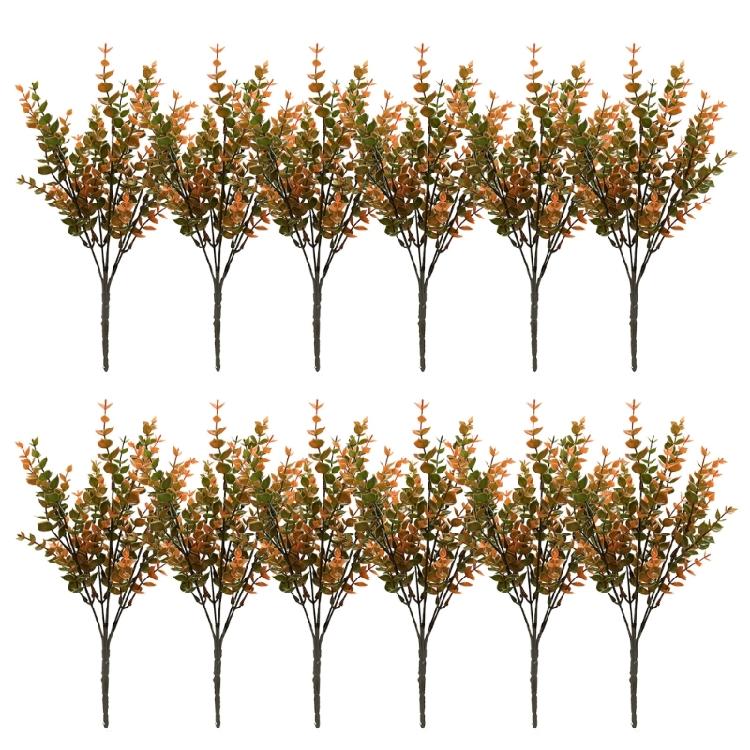 Set of 12 Artificial Fall Leaf Branches for Table Arrangements Long Eucalyptuses Stems Home Decoration Party Accessory