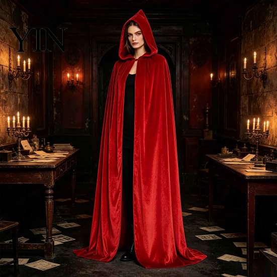 Unisex Hooded Cloak for Halloween Adults Cloak, Velvet Vampire Wizard Cape, Renaissance Masquerade Party Outfit Prop Medieval Costume Witch