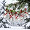 Thickened Electroplated Bell Christmas Ornament with Red Ribbon Bow, Small Jingle Gift Box Accessory Tree Hanging Decoration for Tree, Garland,