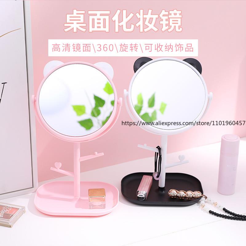 Cat Ear Vanity Mirror High-Definition Tabletop Rotatable Makeup Mirror Creative Princess-Style Mirror for Girls' Dressing Table