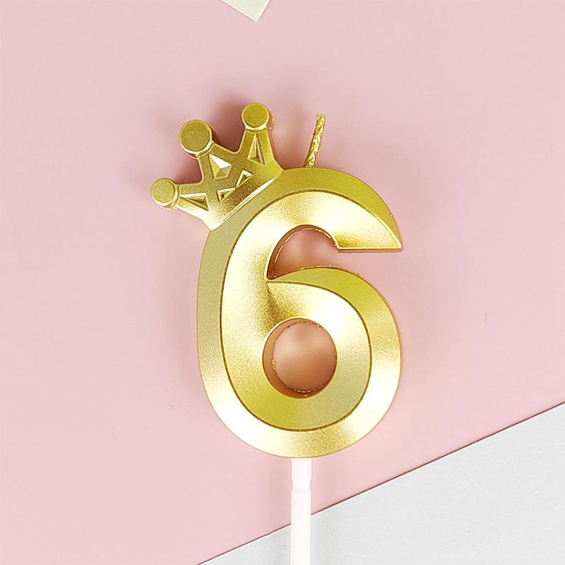 Crown Candle Birthday Decoration Sliver Gold Digital 0-9 Cake Topper Decoration Baby Shower and Anniversary Day Decor Supplies