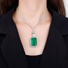 Jewelry Copper Bottom Gold Plated Imitation Emerald Paraiba Square 20 * 28 Pendant Necklace
