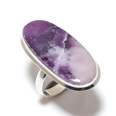 Natural Lepidolite Stone Gemstone Handmade 925 Sterling Silver Ring Size 9 P6f12